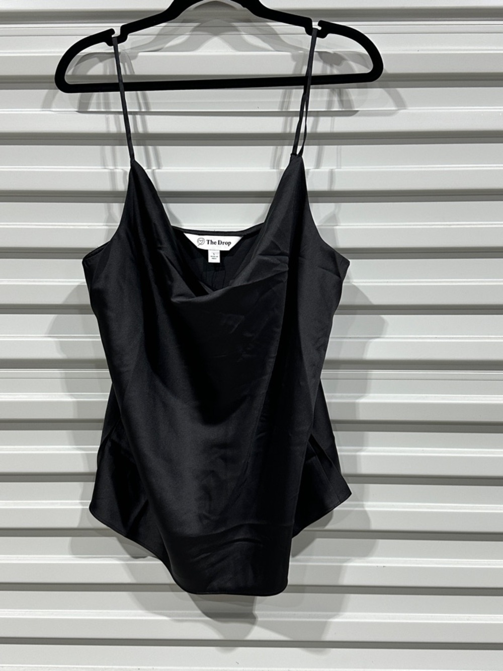 The Drop Black Satin Cowl Neck Cami
